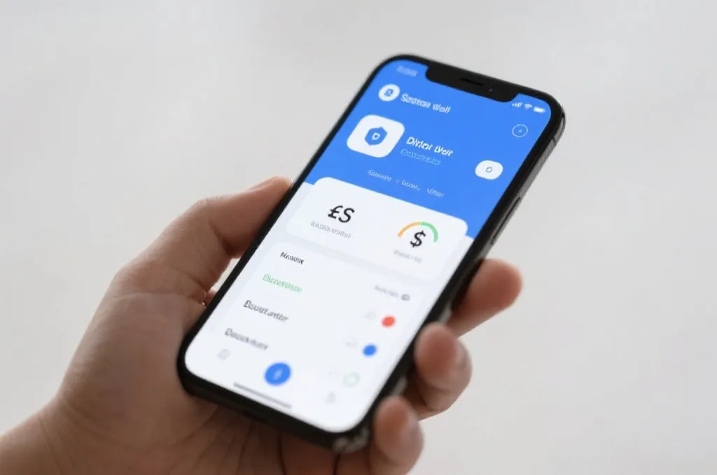 A smartphone displaying a secure digital wallet app with transaction history and budget control settings